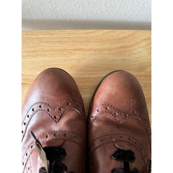 Womens Born Kika Brown Leather Oxford Flats Brogue Velvet Laces Sz 8 - Picture 10 of 10